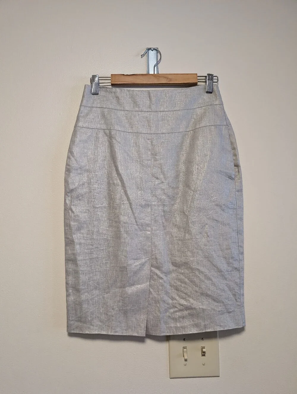 Robert Rodriguez 100% Linen Pencil Skirt Size 4 Neutral Beige With Shimmer